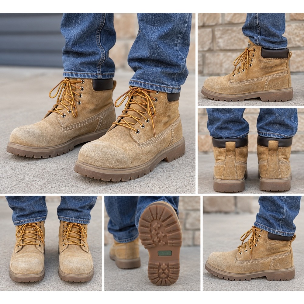 Wrangler Work Wear Mens Insulated Waterproof Suede Boots Wheat Brown Size 12